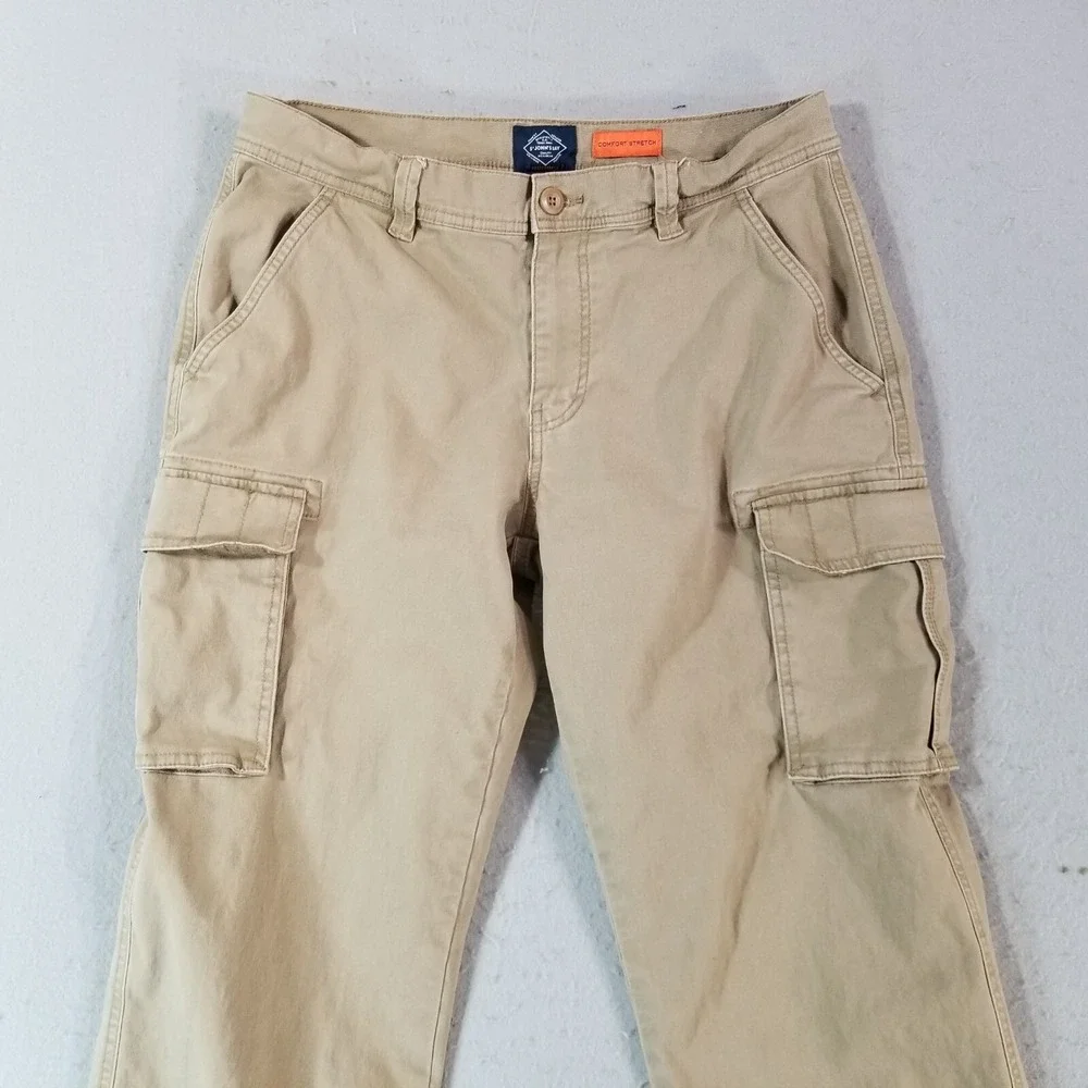 St John's Bay cargo pants men's 32x29 regular fit straight Brown stretch Flex